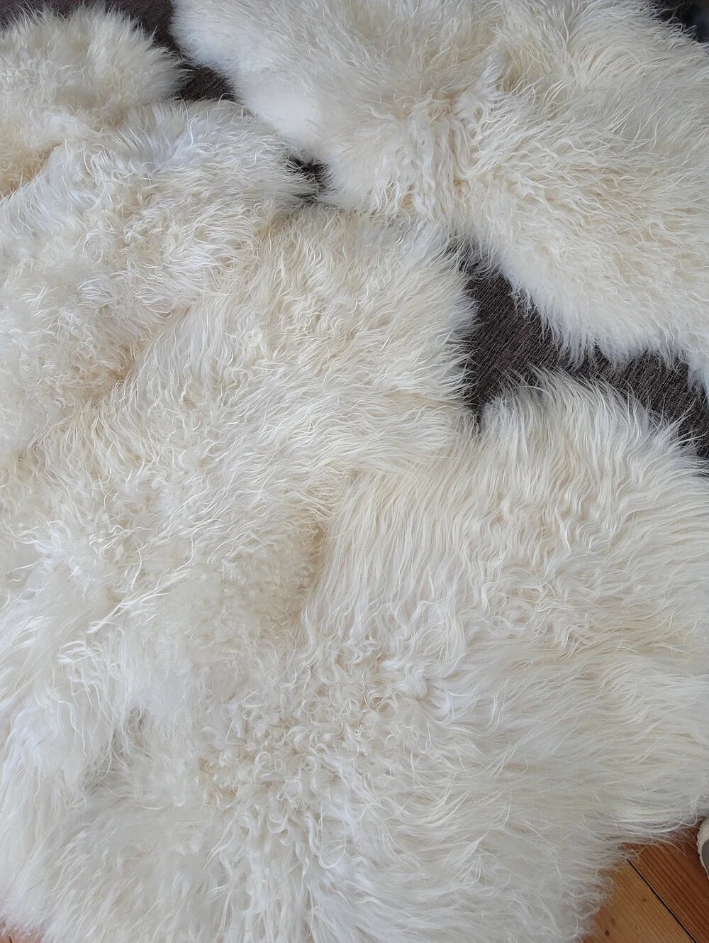 6 (Set) Natural Cream Icelandic Culy Wool Sheepskins